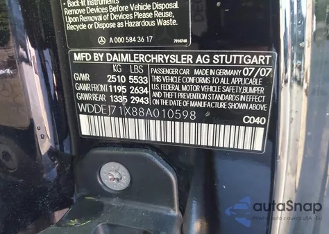 2008 Mercedes-Benz Cl 550 z USA, uszkodzony, nr VIN WDDEJ71X88A010598